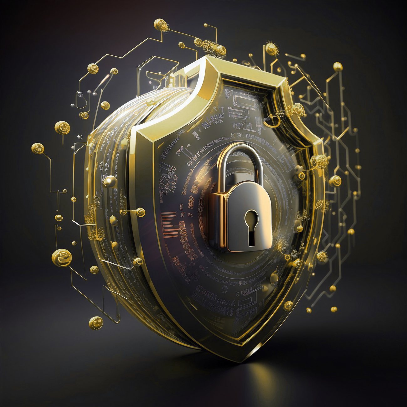 Digital shield with padlock representing Synapse Cyber's dark web protection